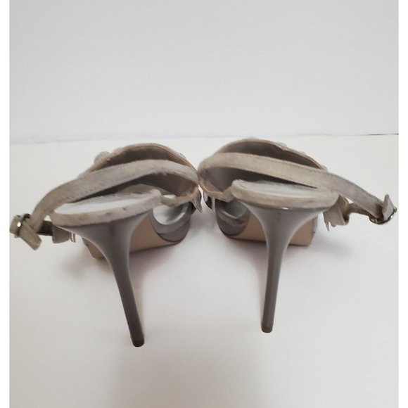 Limelight Women's Shoes 10 Ruffle 4" Heel Gray Suede Open Toe Sling Back Ella - Picture 6 of 15